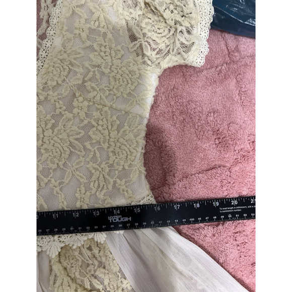 A'reve Cream L Sheer Lace Crochet Trim Gauzy Fairy Whimsical Romantic Floral - Picture 13 of 16